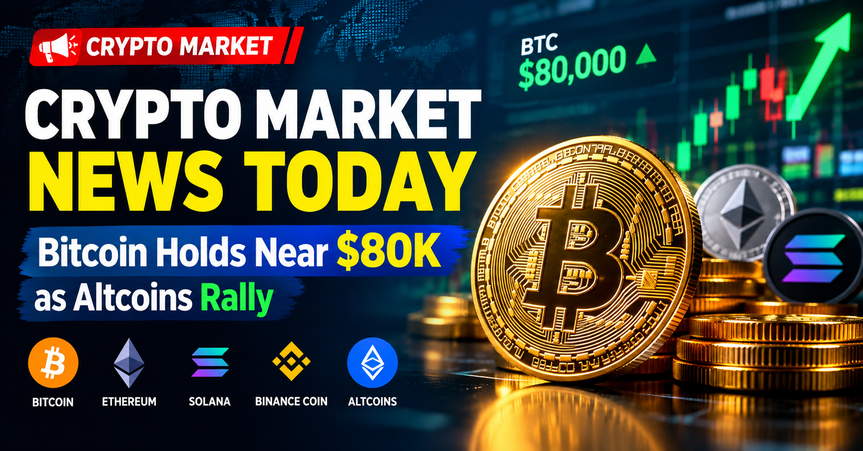 Crypto Market News Today: Bitcoin Holds Near $80K as Altcoins Rally